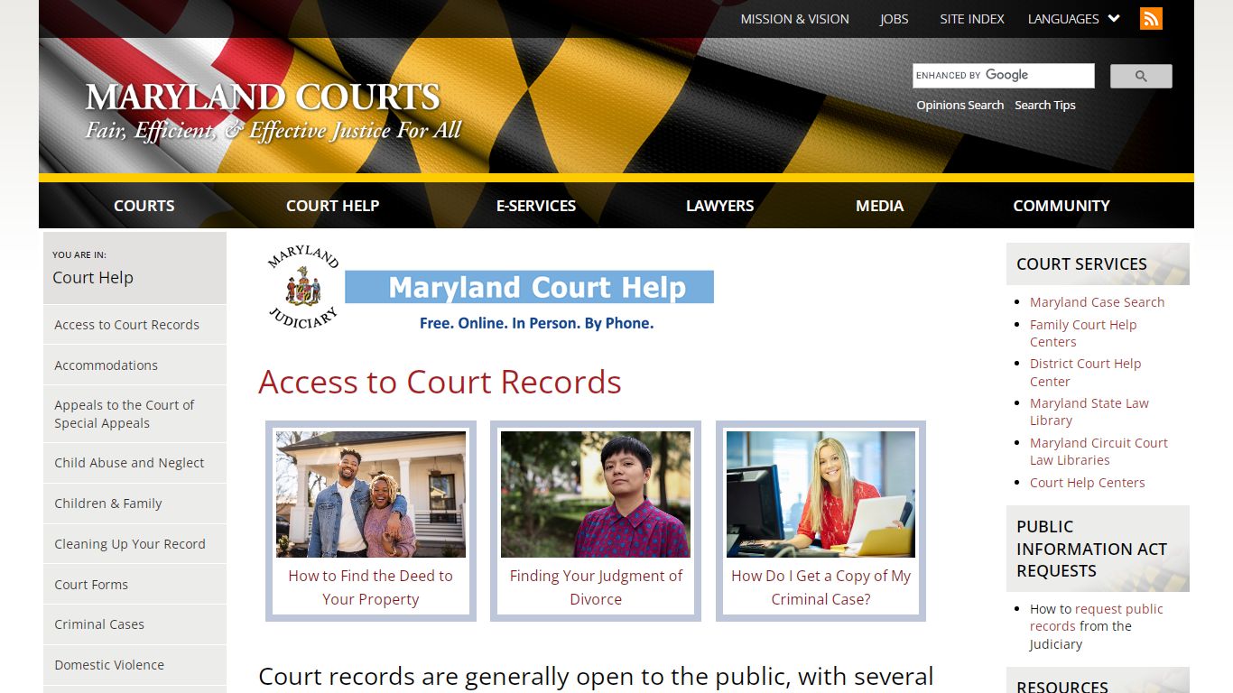 Access to Court Records | Maryland Courts